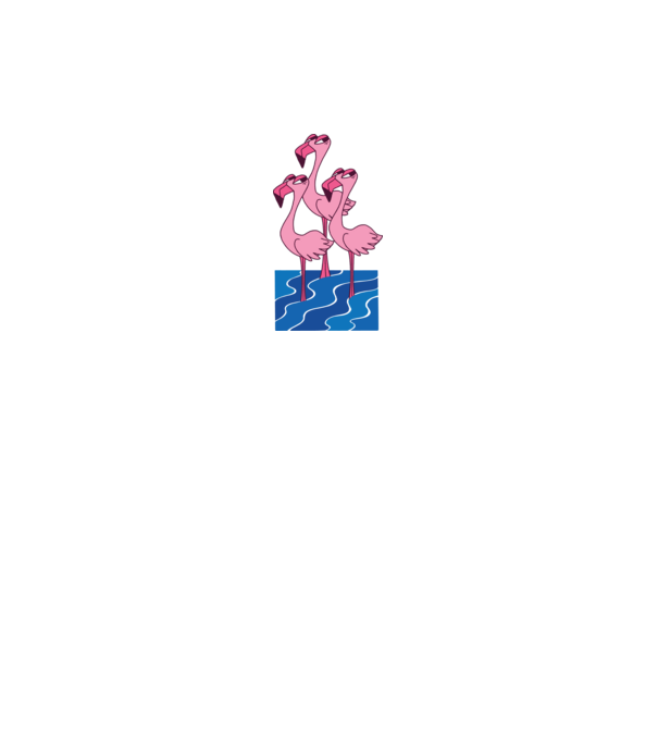 Flamingo Trio minta királykék pólón
