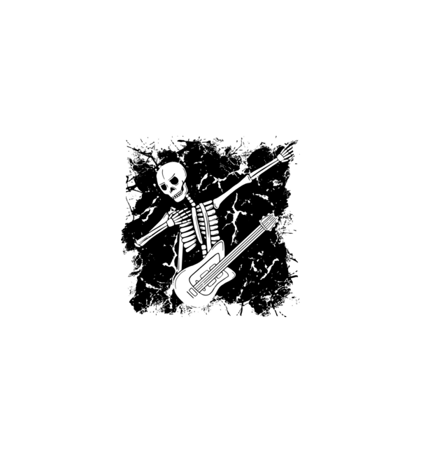 Csontváz gitáros dab minta szürke pólón