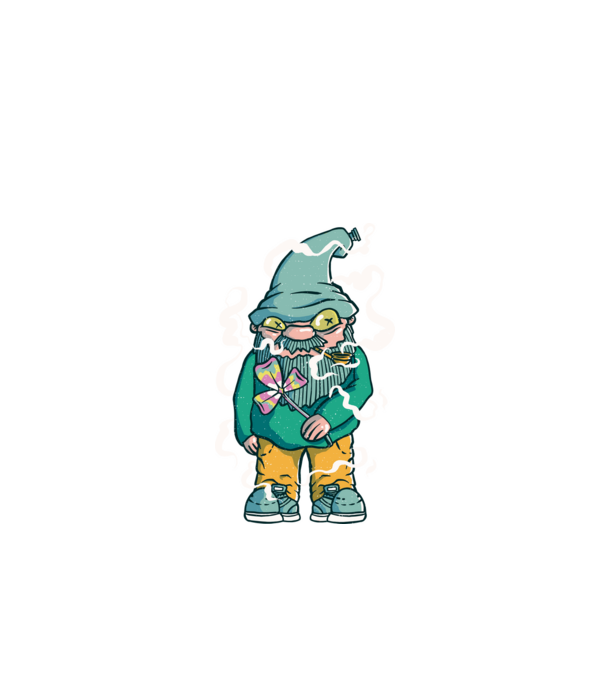 Hippie Gnome minta fekete pólón