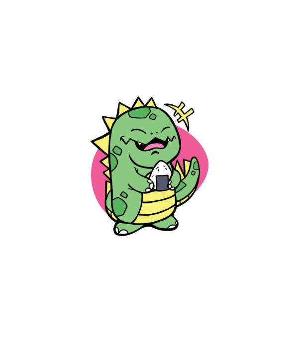 Onigiri Trex minta szürke pólón
