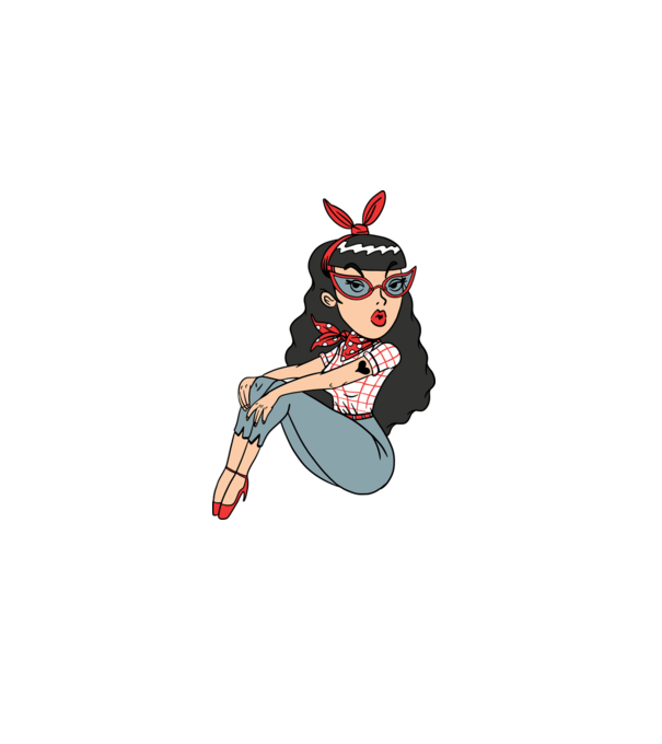 Rockabilly lány minta szürke pólón