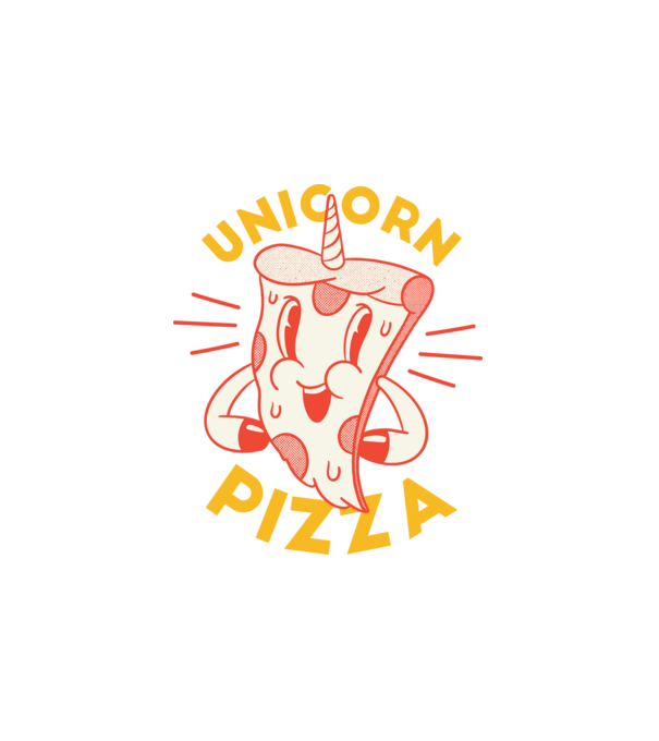 Unikornis Pizza minta fehér pólón