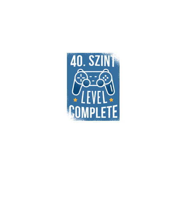 40. szint level completed minta farmerkék pólón