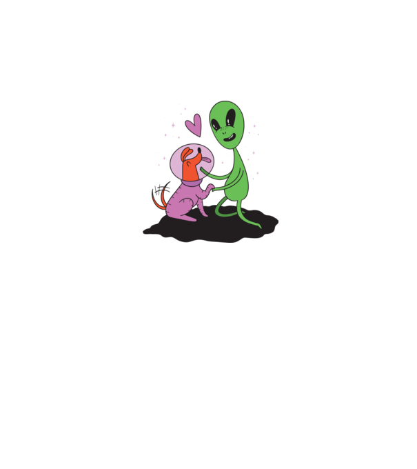 Alien Kutyával minta szürke pólón