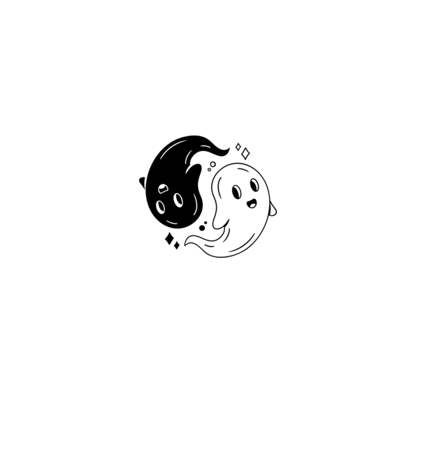 Ying Yang Szellemek Halloween minta szürke pólón