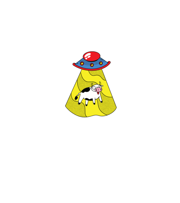 Ufo és tehén minta farmerkék pólón
