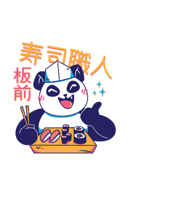 Panda Sushi Séf minta fehér pólón