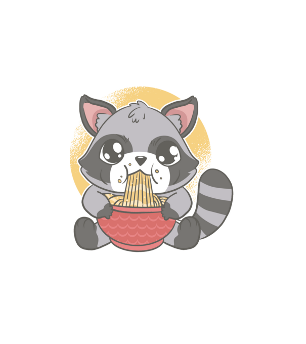 Racoon Ramen minta fehér pólón