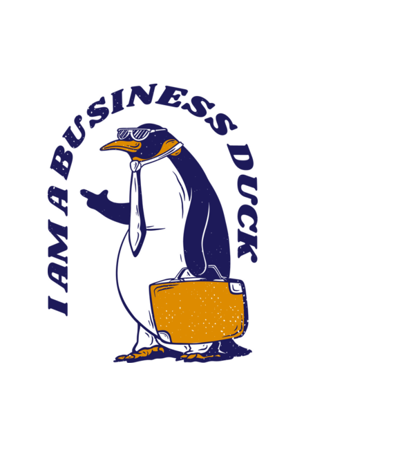 Business penguin minta világoskék pólón