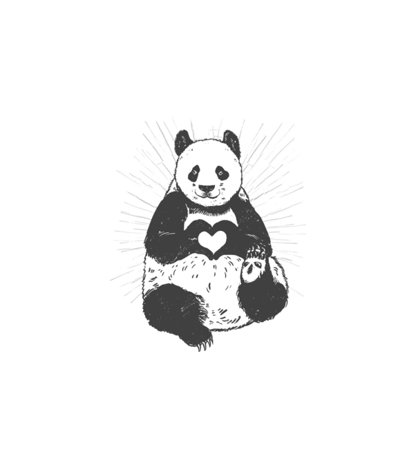 Panda szív minta fehér pólón