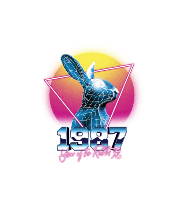 1987 a Nyúl éve - Kínai Horoszkóp minta fehér pólón