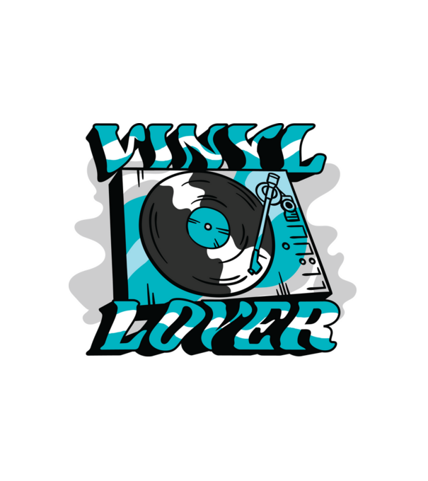Retro Vinyl Lover minta fehér pólón