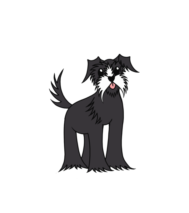 Schnauzer rajz minta fehér pólón