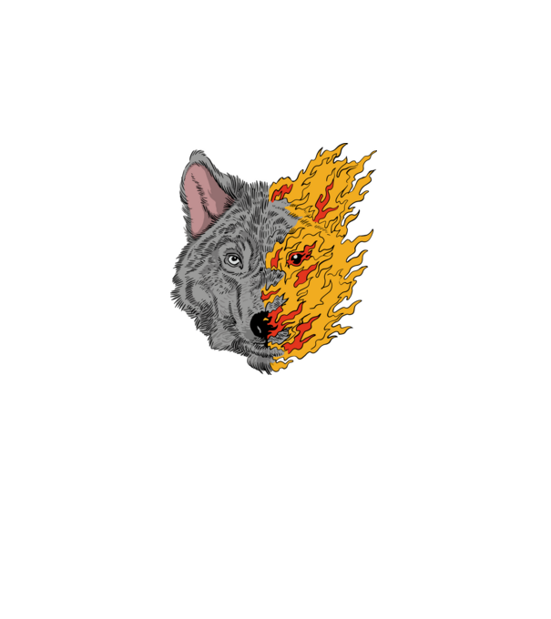 Fire Wolf Farkas minta fekete pólón