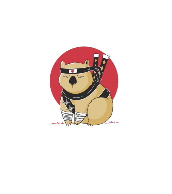 Ninja Wombat minta szürke pólón