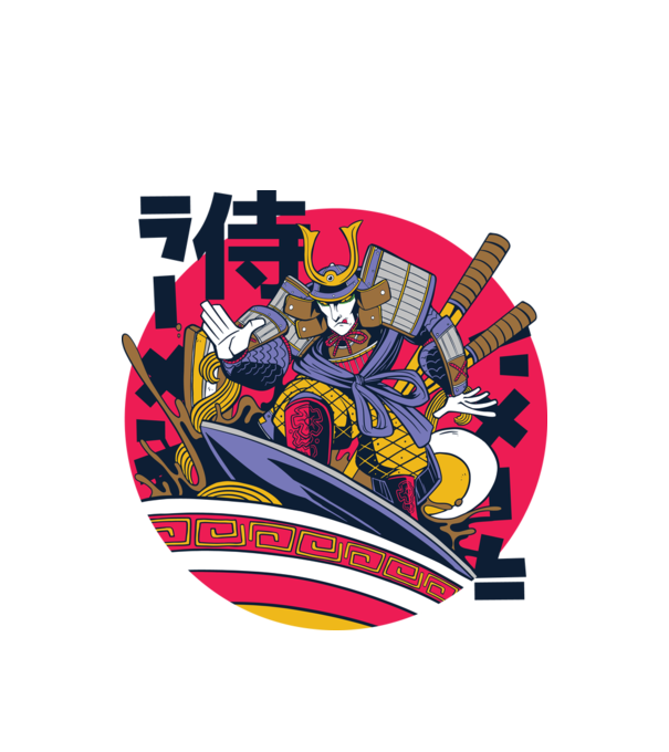 Samurai Ramen Surf minta fehér pólón