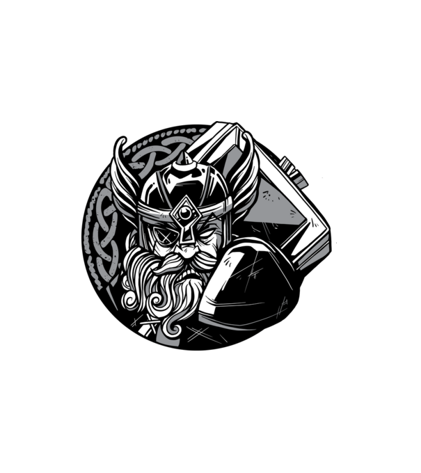 Viking kalapács minta fehér pólón
