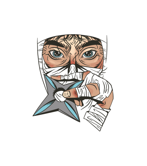 Ninja Fej minta fehér pólón