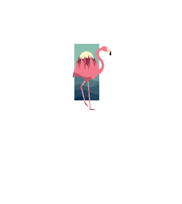 Flamingó Design minta fehér pólón
