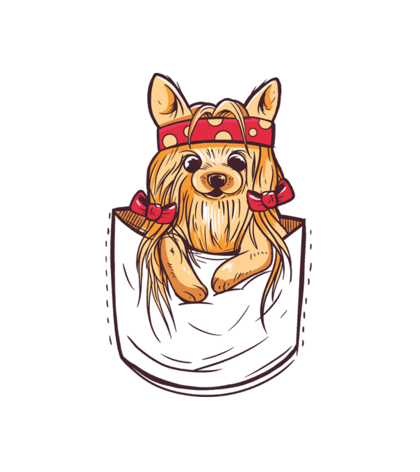 Zseb yorkie minta fehér pólón