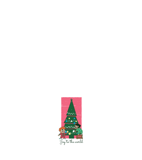 Karácsonyfa díszítés minta világos rózsaszín pólón