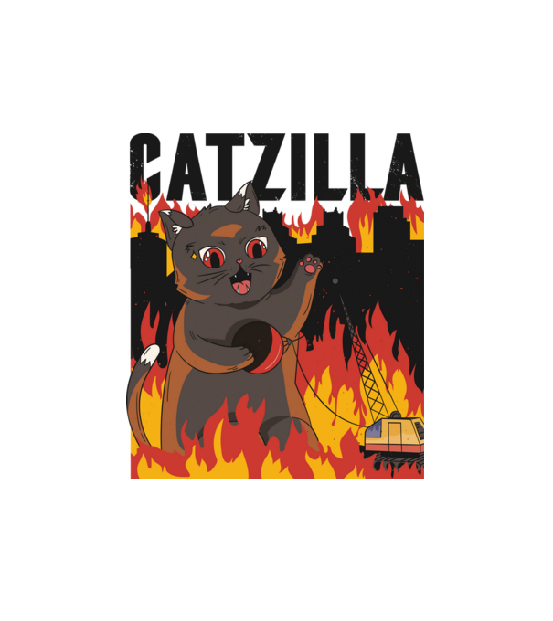 Anime Catzilla minta fehér pólón