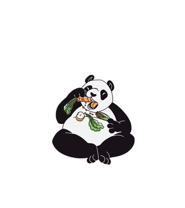Evő panda minta fehér pólón