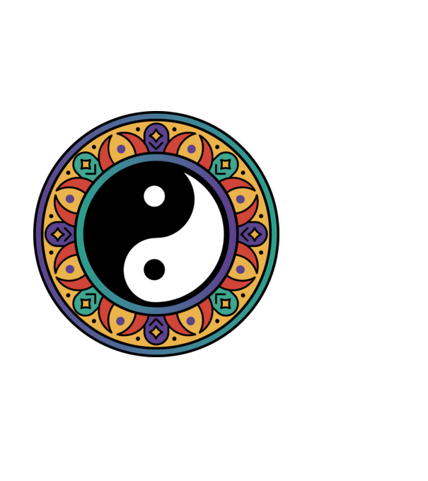 YinYang Mandala minta világoskék pólón