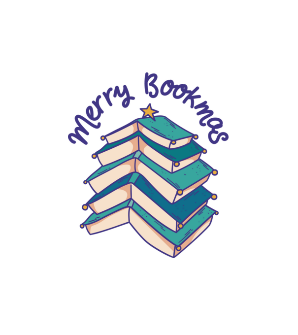 Merry Bookmas Könyves Karácsony minta fehér pólón