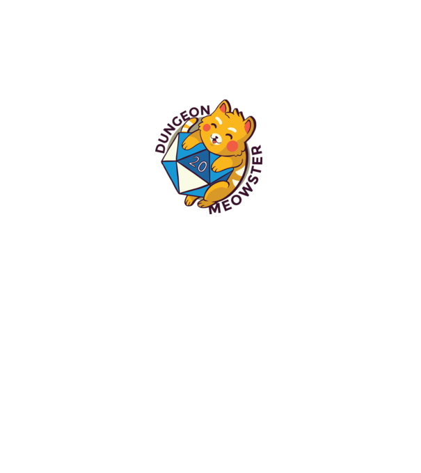 Dungeon Meowster szerepjátékos RPG cicás póló minta fehér pólón