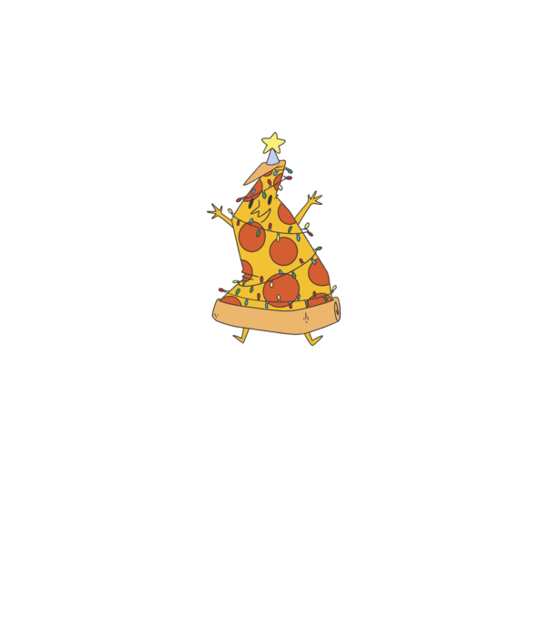 Pizza Karácsonyfa minta fekete pólón