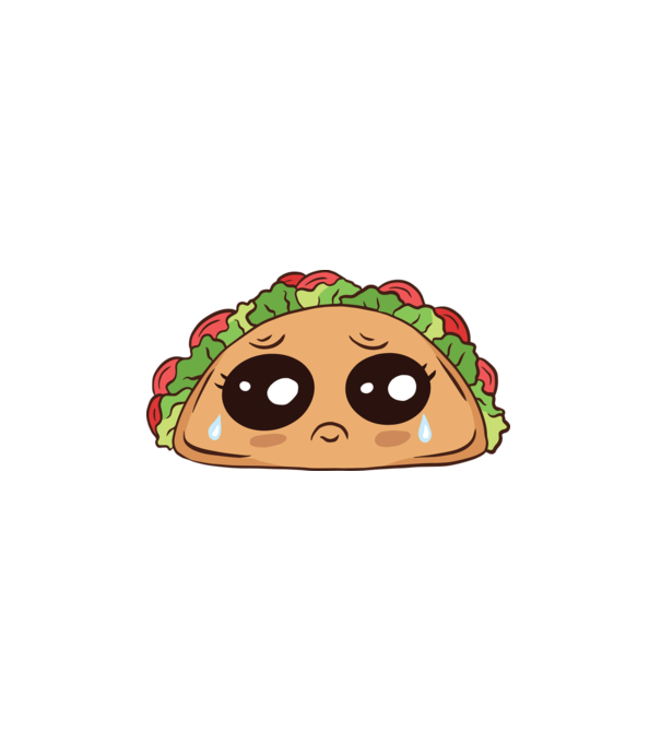 Szomorú Taco minta fehér pólón