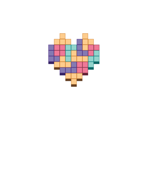 Tetris Szív minta fehér pólón