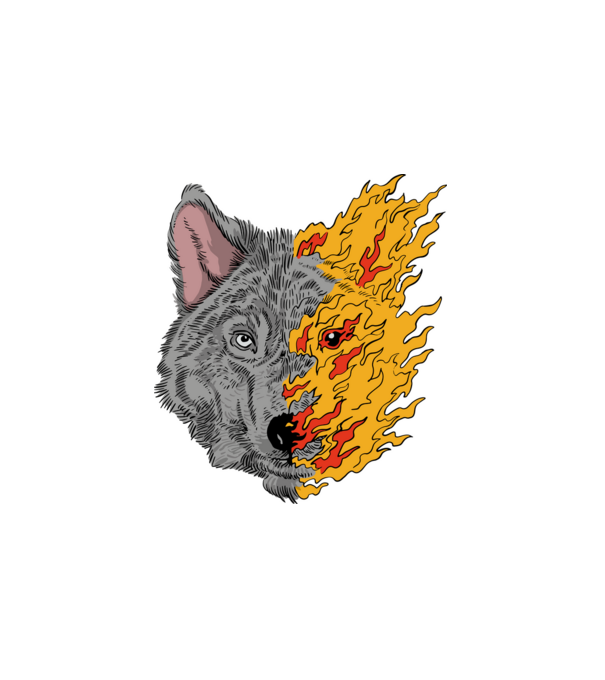 Fire Wolf Farkas minta fehér pólón