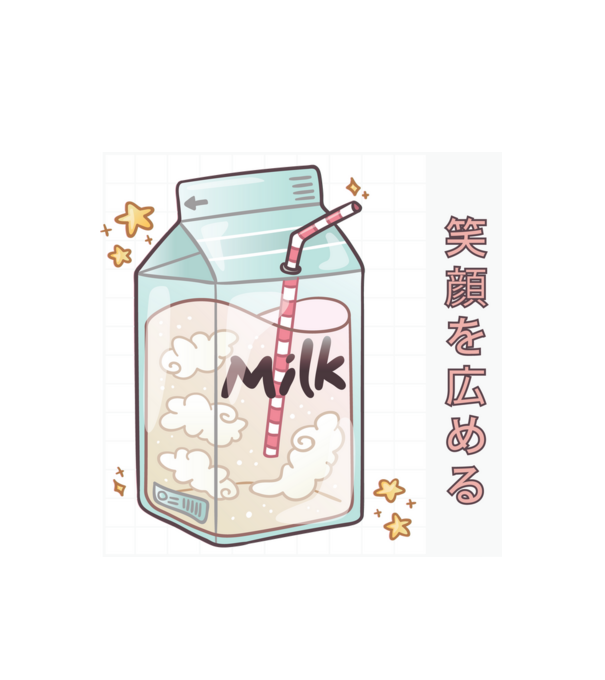 Japán tej minta fehér pólón