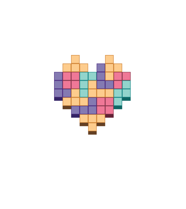 Tetris Szív minta világos rózsaszín pólón