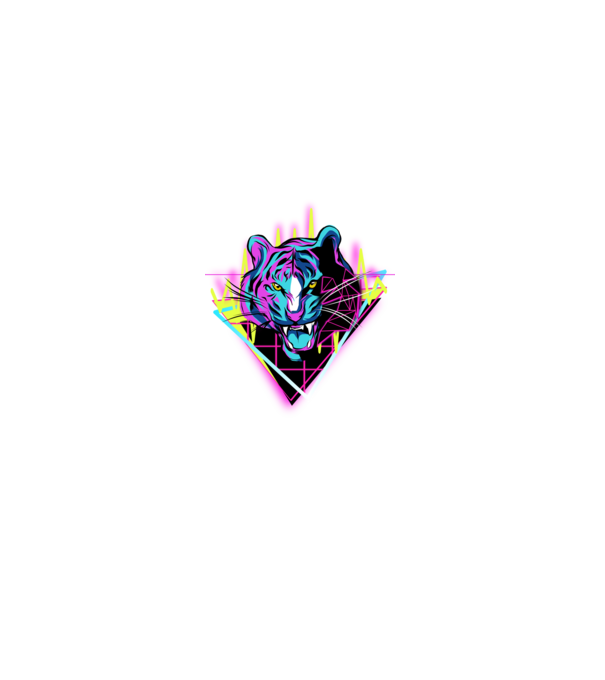 Neon Tigris 80as évek retro minta fekete pólón