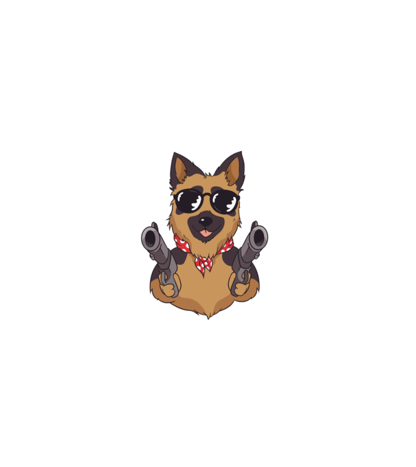 Pew Pew Madafakas Németjuhász minta fehér pólón