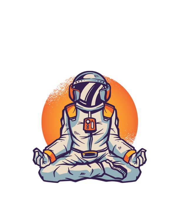 Meditáló űrhajós minta fekete pólón