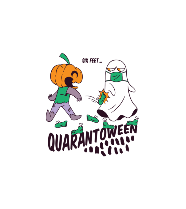 Quarantoween minta fehér pólón