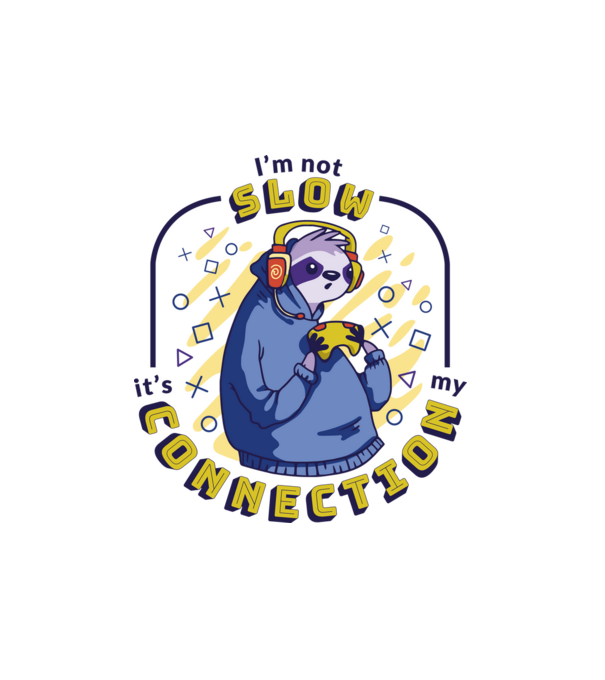Sloth Gamer minta fehér pólón