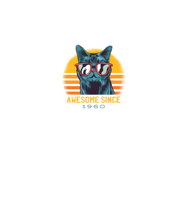 Awesome since 1960 Cat Cicás póló minta sötétkék pólón