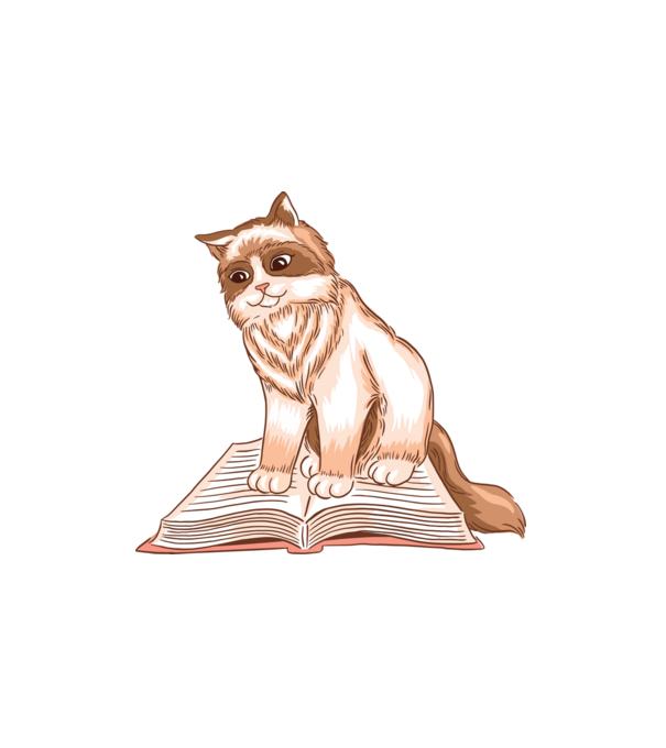 Cat Reading Book minta fehér pólón