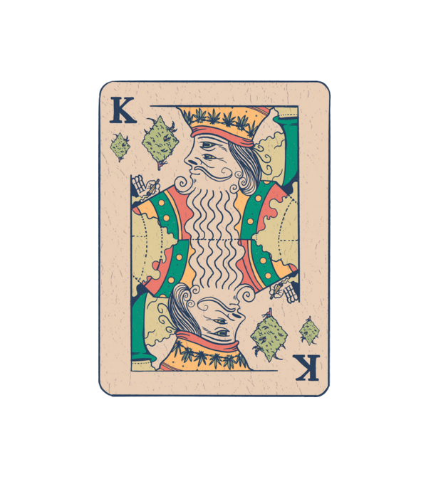 King Card Marijuana minta fehér pólón