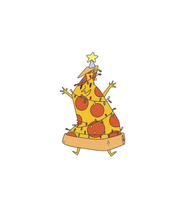 Pizza Karácsonyfa minta fehér pólón