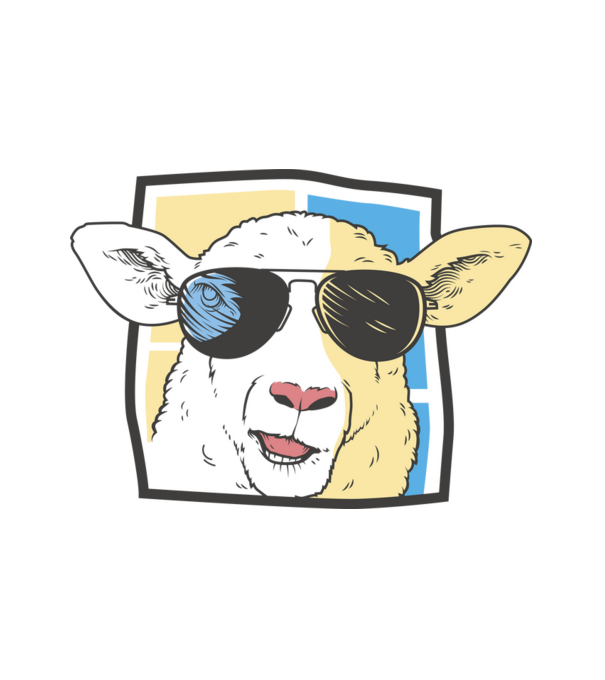 Sheep With Sunglasses minta fehér pólón