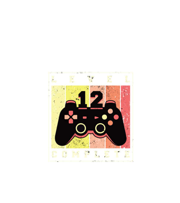 Level 12 Complete Szülinapra póló minta fekete pólón