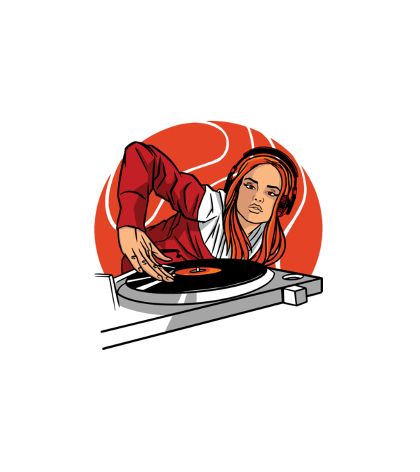 DJ minta fehér pólón