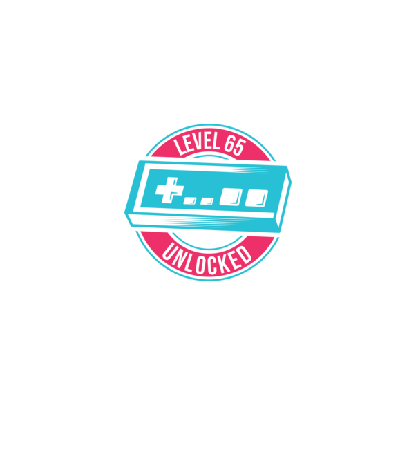 Level 65 Unlocked 65 éves születésnap minta fehér pólón