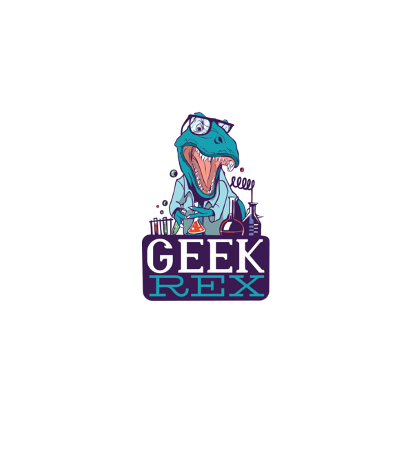 Geek Rex Dinoszaurusz póló minta fekete pólón